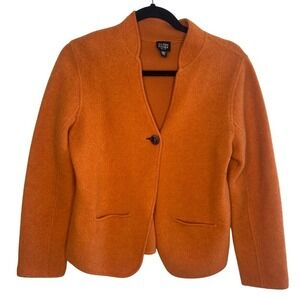 Eileen Fisher Lambswool Cardigan Jacket Petite PM Orange EUC